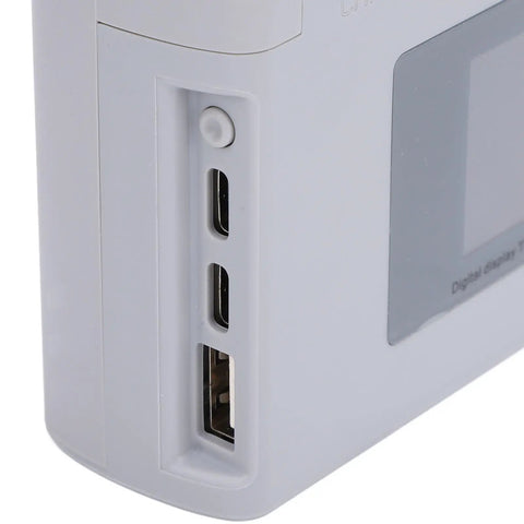 Close-up of USB ports on Three Battery Drone Charger Hub With Shockproof ABS Housing USB Charging Station Digital Display