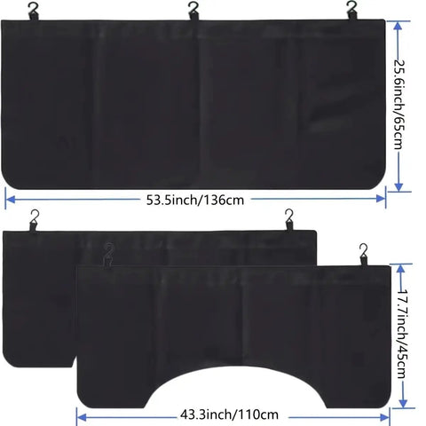 Rock Solid Magnetic Fender Work Covers For Tesla Cybertruck strong magnets 3-piece set dimensions shown in black rubber.