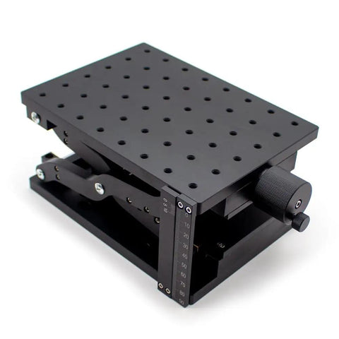 Z Axis Lifting Table Manual Pro-Grade Fine-Tuning Platform For Lab Optical Setup 110mm Stroke 210x150mm Aluminum Anodized Black