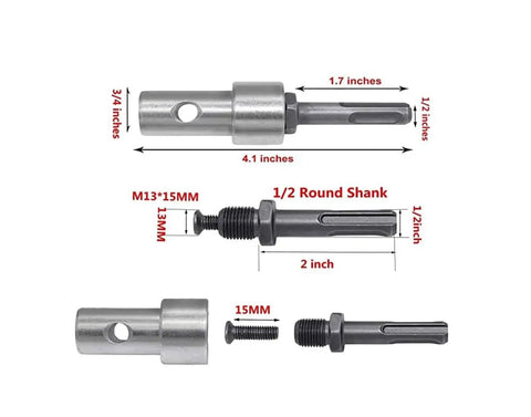 Pro Grade Round Shank Auger Power Drill Adapter For Earth Augers Converts Electric Drills To Ground Drills With Size Dimensions