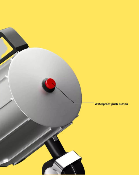 Close-up of Heavy Duty 12W LED Lathe Drill CNC Machine Light with IP67 waterproof design, featuring a red push button.