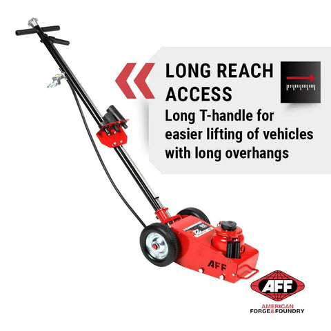 Heavy Duty 22 Ton Axle Jack With Single Stage Air Assist Hydraulic Truck Lift And Three Piece Extension Kit Boasts High Speed Air Motor Slick Rubber Wheels Plus Dead Easy Locking Handle For No Sweat Daily Shop Work