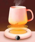 Premium Usb Cup Warmer Featuring Smart Thermostatic Three Heat Settings For Coffee Mug Milk Tea And Water Heating Coaster with steaming cup.