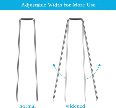 12 Inch Galvanized Garden Landscape Staples Heavy Duty 11 Gauge Ground Stakes adjustable width