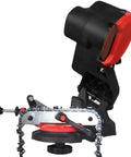 Heavy Duty 110V Electric Chainsaw Sharpener With A Snappy 4800 RPM Bench Grinder setup showing adjustable angle for sharpening.