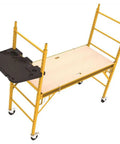 Zero Hassle Heavy Duty Baker Tool Tray For Active Job Sites With Six Foot Tool Deck Space And Quick Rung Mount Setup In Tough Black on scaffolding