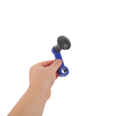 Heavy Duty Rotary Tiller Handle Attachment Two Pack With Manual Hand Crank Lift shown close-up in hand