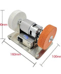 Compact Electric Bench Grinder Featuring Dual Coarse And Fine Wheels for precise metal sharpening and jewelry buffing, 160mm x 100mm.
