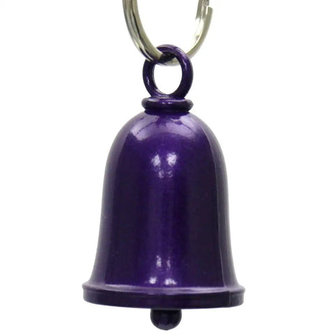 Glitter Purple Motorcycle Good Luck Bell With Key Ring For Bikers Crafted From Lead Free Pewter Durable Weather Resistant Charm
