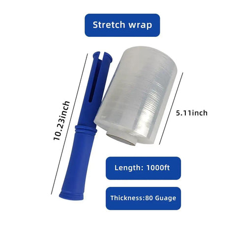 Heavy Duty Stretch Film Roll For Moving And Shipping, Industrial Strength Plastic Wrap With Handle, 5.11 Inch By 1000 Feet