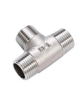 Two Pack 304 Stainless Steel NPT Male Tee Fittings One-Half Inch Three Way Pipe Tee For Oil Air And Gas Lines Tough As Nails Industrial Grade