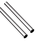 Two 1/2 in OD 304 stainless steel seamless tubes, 16 in long