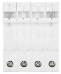 4P Anti Thunder Surge Arrester 385VAC For Automation Control System With Dual Thermal Magnetic Protection Instantly Interrupts Fault Currents In Milliseconds 20KA Rating Beefed Up Heavy Duty Surge Shield For Safe Wiring And Equipment, white 4-pole module