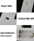 Back of Colorful LED Marquee Letter A With Remote Control showing hook hole, battery slot for 2xAA batteries, and switch.