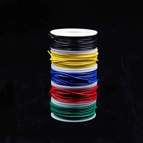 Five Pack 26Ft Copper Hookup Wire Kit 24 AWG Solid Core Jumper Wires Tinned Copper Color Coded For Breadboarding And DIY