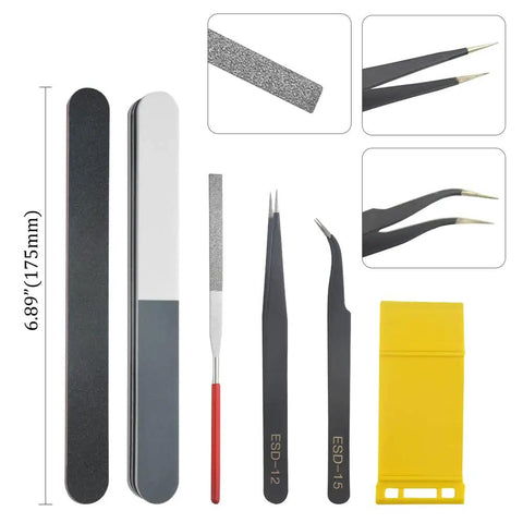 Pro 9 Piece Model Tools Kit For Gundam And Car Model Building Dope Hobby Craft Set with file, tweezers, and storage case