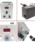 Hot Air Soldering Gun 858D 700W with Adjustable Airflow and Temperature, LCD Display, Control Knobs, Four Gun Holders