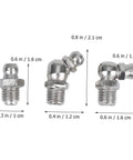 Pro Grade Grease Fittings Kit 45 Piece Assortment M8x1 straight and 90 degree angled zerk fittings size dimensions