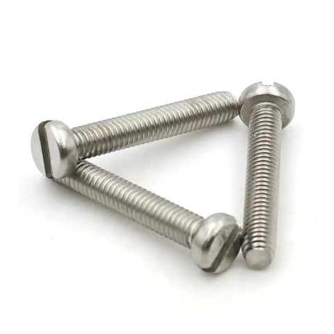 Heavy Duty 304 Stainless Steel Slotted Round Head Cheese Screw Bolt Set M1.6 To M2 Sizes Four Millimeter Length close-up of screws