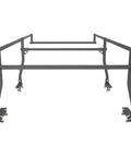 Heavy Duty Steel Utility Truck Rack With 1000 Pound Load Capacity Adjustable For Most Full Size Beds side view of steel frame with mounting parts
