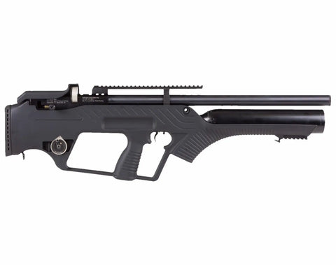 Side view of BullMaster 25 Cal PCP Air Rifle with Scope Bundle Includes 100 Paper Targets and 150 Pellets Hard Case Ready to Shoot Precision Field