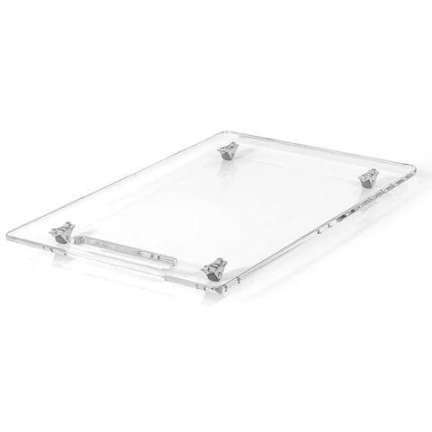 Smooth Operator Coffee Tray With Comfortable Pull Handle And Sturdy Rubber Wheel Base For Countertop Espresso Bar No Sweat Rolling Platform Easy Reach Counter Upgrade, clear acrylic design, 14x13 inch size.