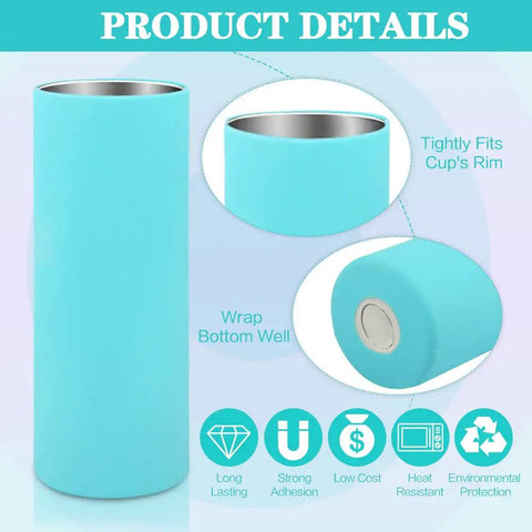 Heavy Duty Sublimation Silicone Wraps For 20 Oz Skinny Tumblers Paired With Heat Press Transfer Tapes Reusable Silicone Rings And Durable Gloves For No Sweat Custom Cup Projects, blue silicone sleeve
