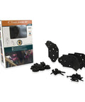 Box and contents of 45 Degree Flush Inside Angle Brackets Steel 4 Inch Black Powder Coated Finish Built For Outdoors Beefy 4 Pack
