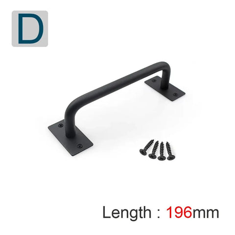 Rustic Barn Door Handle Set Black Carbon Steel Heavy Duty Sliding Pull Knob Hardware For Wood Doors And Gates, Vintage Style Barn Gate Pulls, Built To Last Iron Construction, Easy Install 196mm