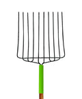 10-Tine Welded Steel Ensilage Fork With Hardwood Handle And D-Grip For Manure Mulch And Loose Material, 52-Inch Length, Durable Farm Tool