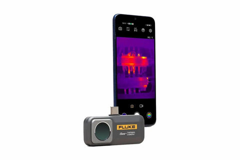 ISee Mobile Thermal Camera For iOS Type C 25Hz Real Time Image Sharing And Temperature Range Up To 1022 Degrees Fahrenheit attached to phone