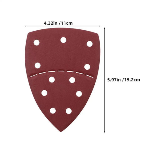 Merryhappy 60pcs Triangle Mouse Detail Sander Sandpaper Sheets with 11-Hole Hook And Loop Backing, size 4.32in x 5.97in.