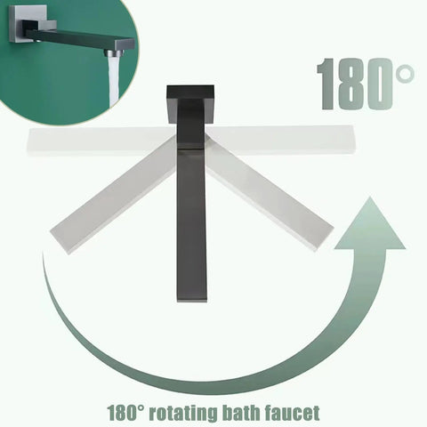 Thermostatic Shower System, Wall-Mounted 180° rotating bath faucet with sleek brushed gold finish.