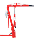 Heavy Duty 500 Pound Hydraulic Hoist Crane Lift For Pickup Truck And Pwc Dock With 2 Inch Hitch Mount 360 Swivel Plate and Adjustable Boom, side view.