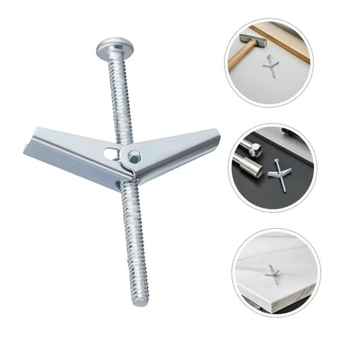 Heavy Duty Toggle Bolt And Wing Nut Kit For Reliable Drywall Anchoring 30 Sets, Easy Mount For Securing Heavy Items, Office Decor, Shelves And Wall Art, Durable Drywall Screws And Anchors For Versatile DIY Projects., silver metal toggle bolt with wing nut for drywall anchoring