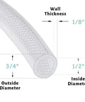 Clear Braided PVC Tubing One Half Inch Inner Diameter Fifty Feet Long Flexible High Pressure Reinforced Vinyl Hose diagram
