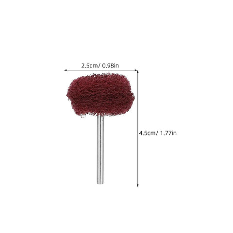 Trendy 100 Piece Mini Buffing Wheel Kit With T-Shaped Design For Drills Featuring scouring pad abrasive wheel measuring 2.5cm x 4.5cm.