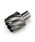 Front view of annular cutter with 1-5/8 in cutting diameter and Weldon 3/4 shank