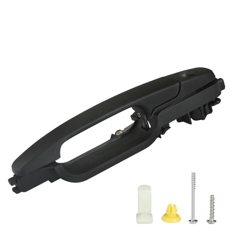 Heavy Duty Exterior Door Handle And Reinforcement Plate Kit For 2008 To 2011 Ford Focus Front Left Driver Side, includes handle and screws.