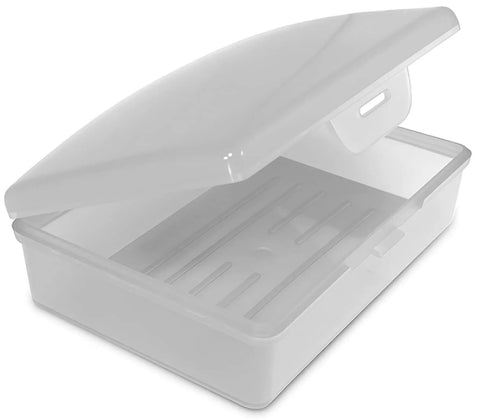 Clear White Travel Soap Box with Lid for On The Go Organization, Durable Premium Storage Container for Soap and Small Accessories