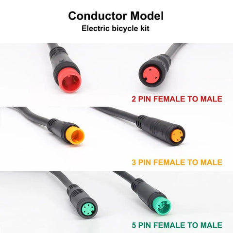 Extension Cable For Electric Bike Gear Sensor And Display, Waterproof IPX6 Connectors, 2-Pin 3-Pin 5-Pin Female to Male