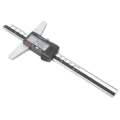 Stainless Steel Digital Depth Gauge Caliper 0-150mm Range with 0.01mm Resolution Vernier Depth Measurement Tool on white background