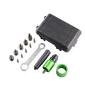 Transform Your Drill Into A Power Riveting Tool With This Sleek Nutsert Adapter Kit, Featuring Five Size Mandrels And Twenty Heavy Duty Nuts For Top Tier Automotive Repairs And Home Improvement Projects Made Easy. kit with case, green adapter, mandrels and wrench
