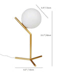 Globe Table Lamp With Glass Shade Mid Century Golden Desk Light showcasing gold metal base and frosted glass globe.