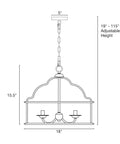 Diagram of French Country 4 Light Chandelier With Adjustable Hanging Height In Sunbleached Oak Finish For Rustic Dining Room