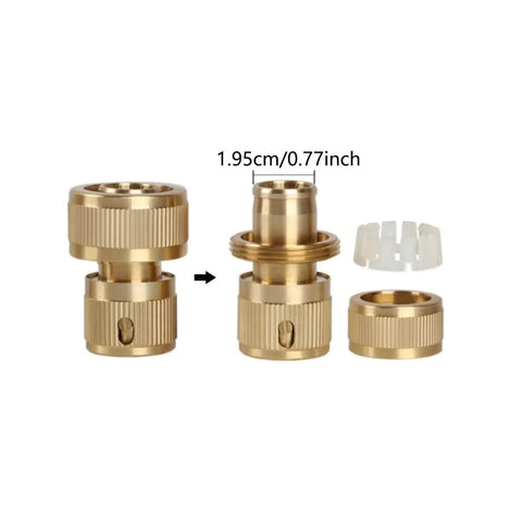 Heavy Duty 3/4 Inch Brass Hose Quick Connect Set With Universal Garden Connector Kit And One Repair Fitting For No More Leaky Hoses And Easy Diy Water Line Fixes On Your Backyard Setup brass hose connector parts with 0.77 inch fitting