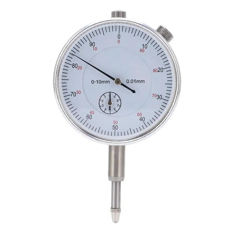 Front view of Dial Indicator 0 To 10mm 0.01mm Precision Gauge with clear dial markings for measurements