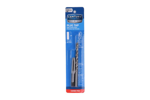 Five Sixteenth Twenty Four Inch Tap And Drill Set With Plug Style Tap For Easy Start And Precise Thread Cutting in packaging