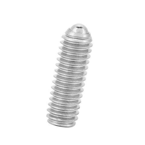 Premium Stainless Steel Ball Plunger Set Screws With Hex Socket Drive and Spring Loaded Design, close-up view.