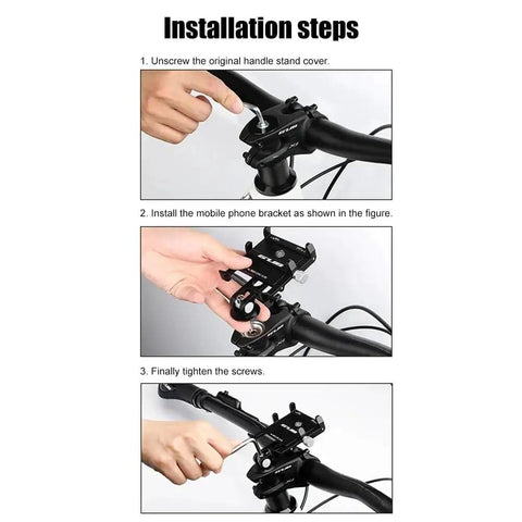 Installation steps for Adjustable Aluminum Alloy Bike Stem Phone Mount For Handlebar Secure Cellphone Holder With Bottom Bracket